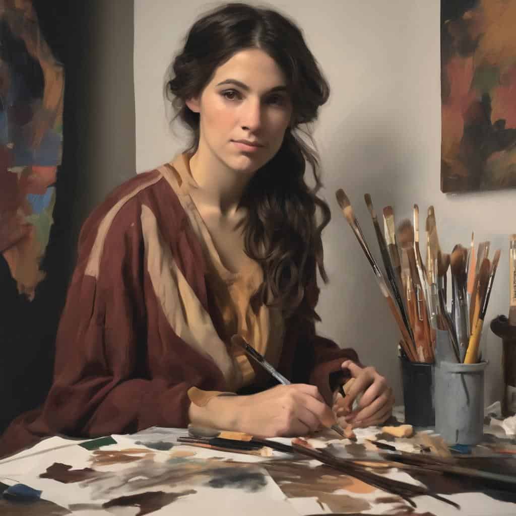 Ζυγισμός και αρμονία αντιθέσεων στη σύνθεση, με έμπνευση από τον κόσμο της τέχνης και της δημιουργικότητας.